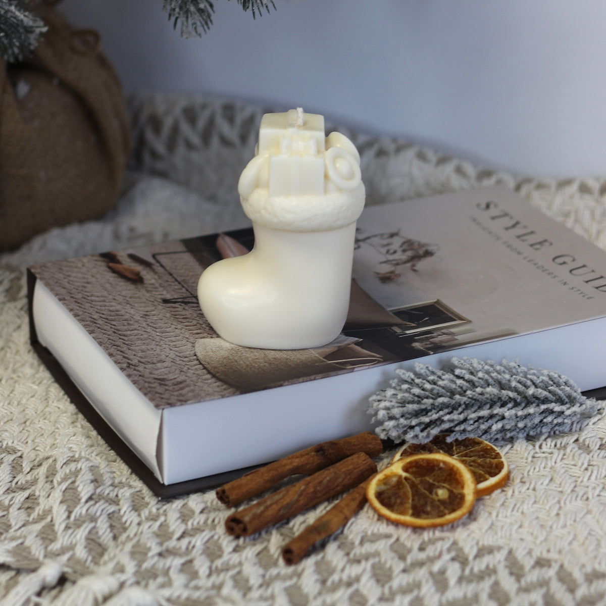 Kerze Weihnachten "Nikolaus Stiefel"