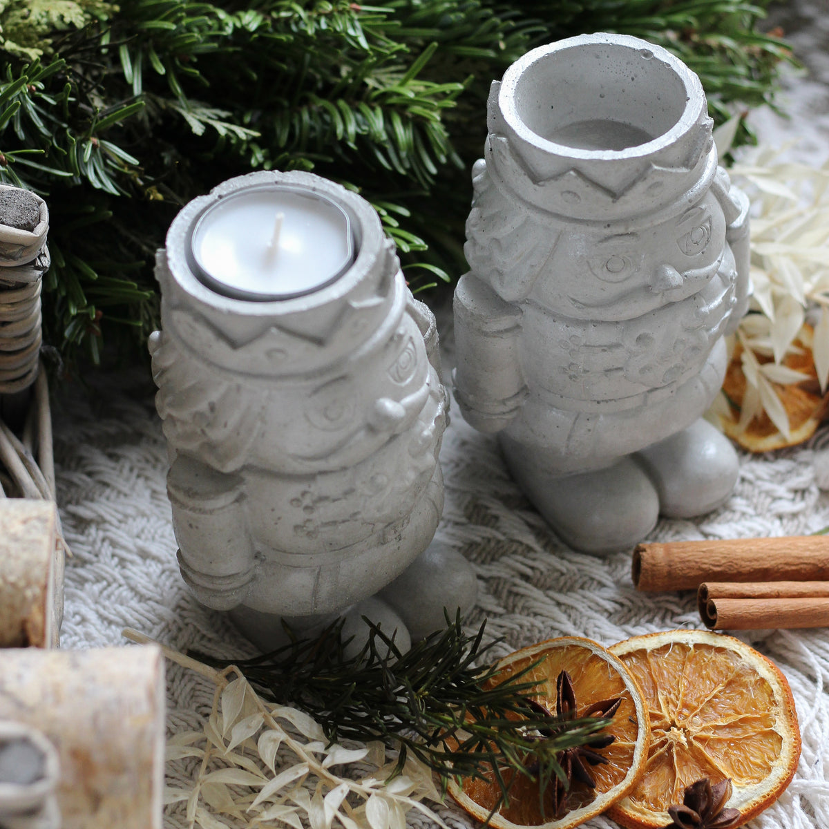Weihnachten Beton Kerzenhalter „Nussknacker"