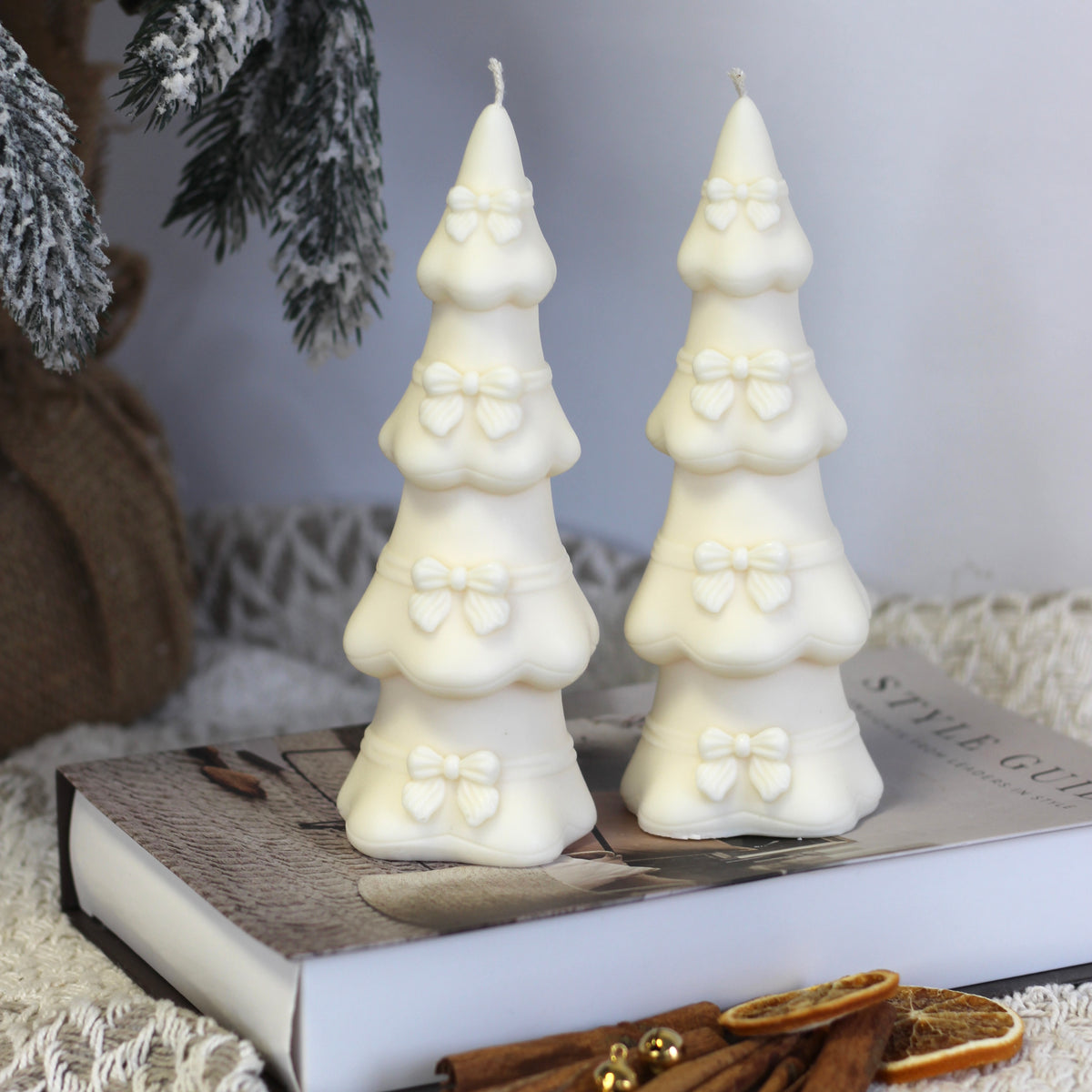Kerze Weihnachten "Tannenbaum Schleifen"