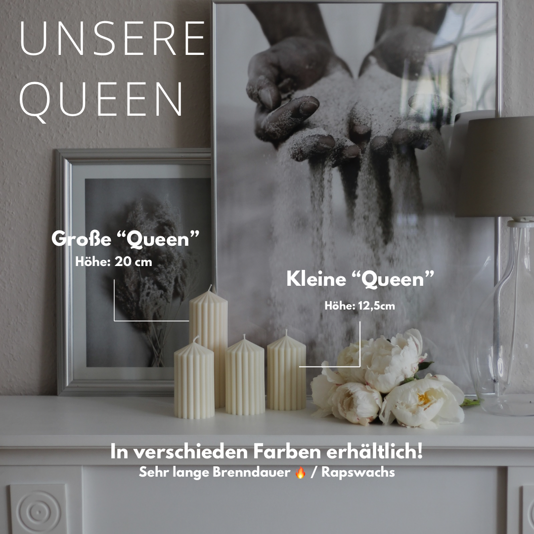 Stumpenkerze ; Rillen ; „Queen klein“