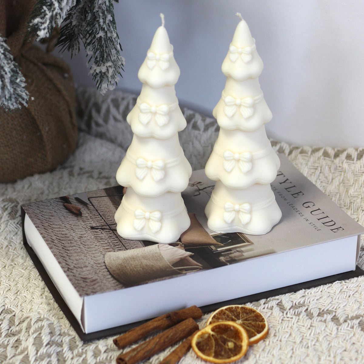 Kerze Weihnachten "Tannenbaum Schleifen"