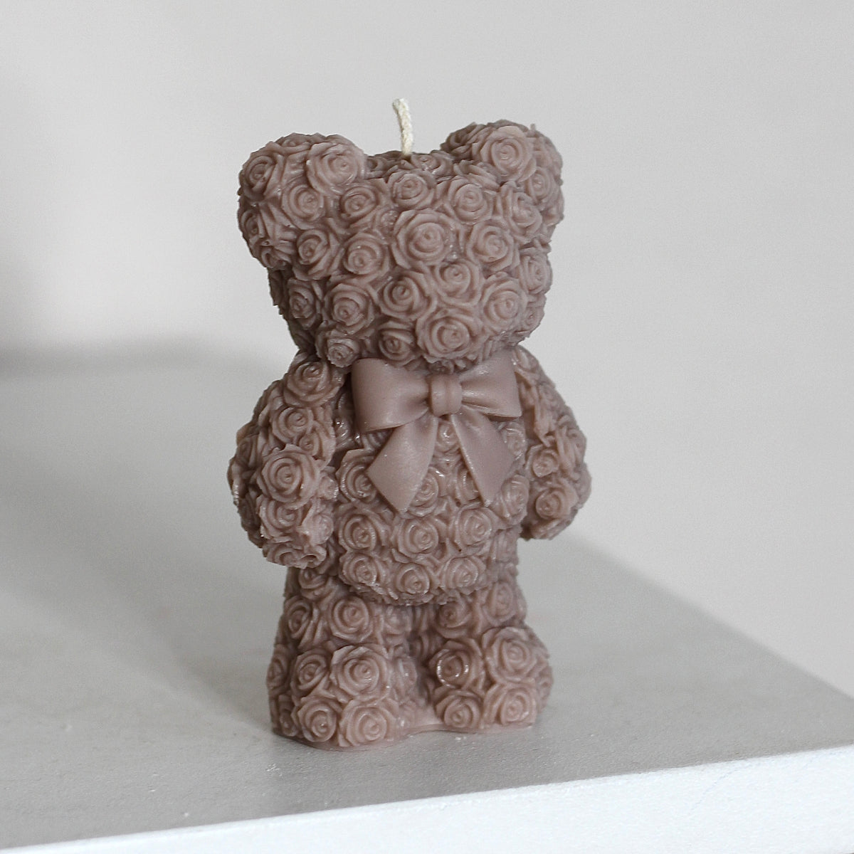 Kerze ; Teddy; stehender Teddy mit Schleife