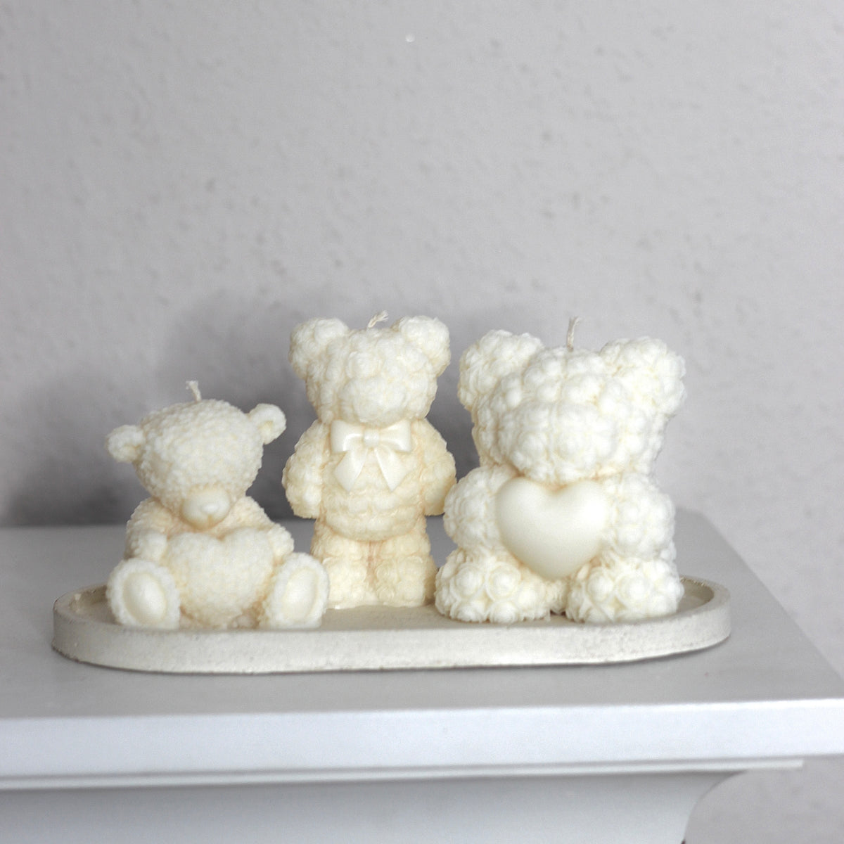 Kerze ; Teddy; stehender Teddy mit Schleife
