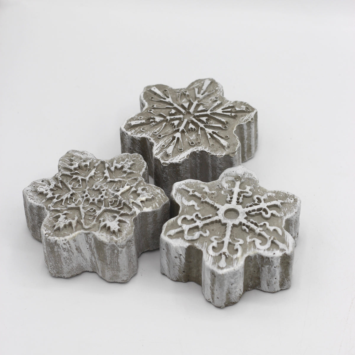 Betondekoration 3er Set "Schneeflocke"