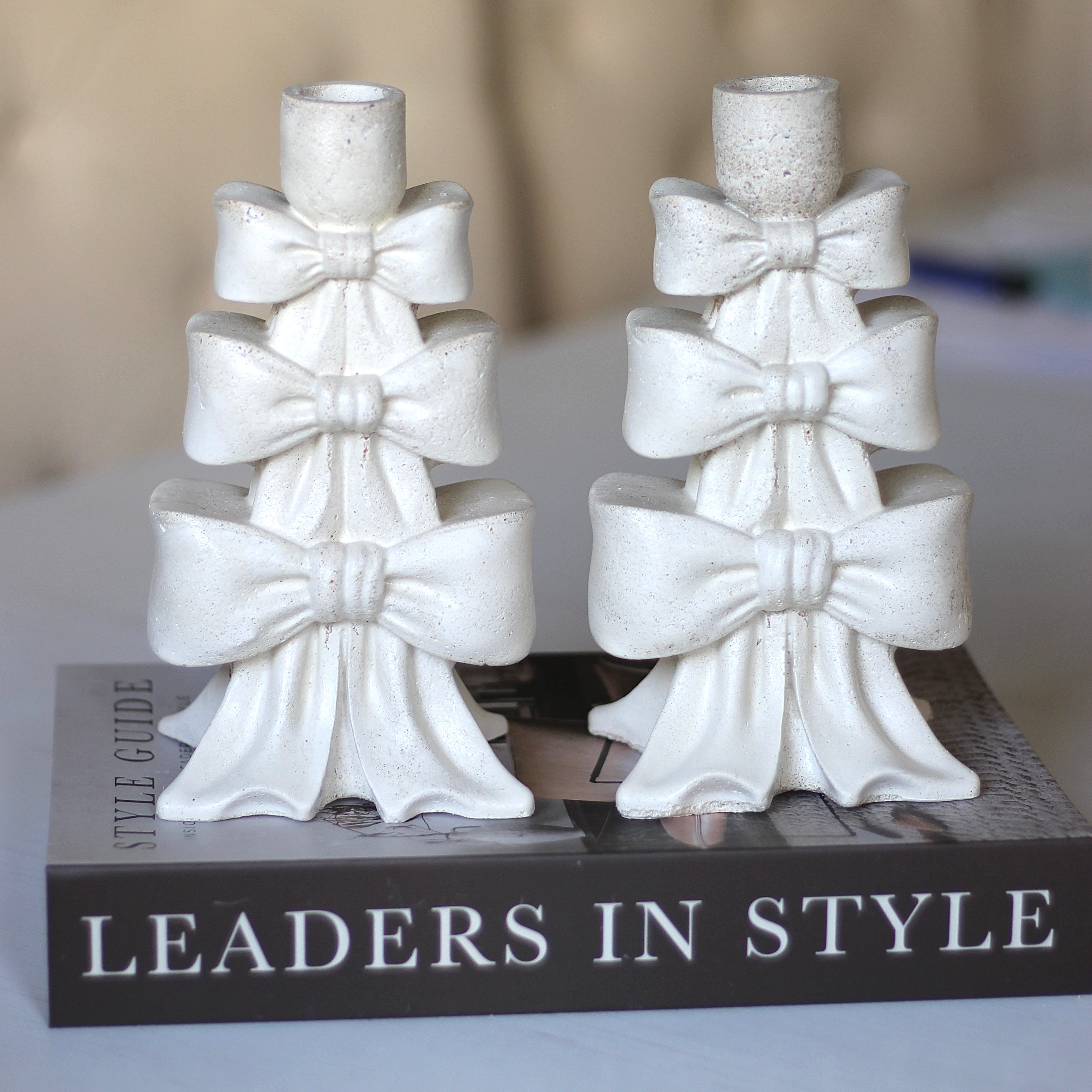 Weihnachten Beton Kerzenhalter „Schleifen" (beidseitig mit Schleifen)