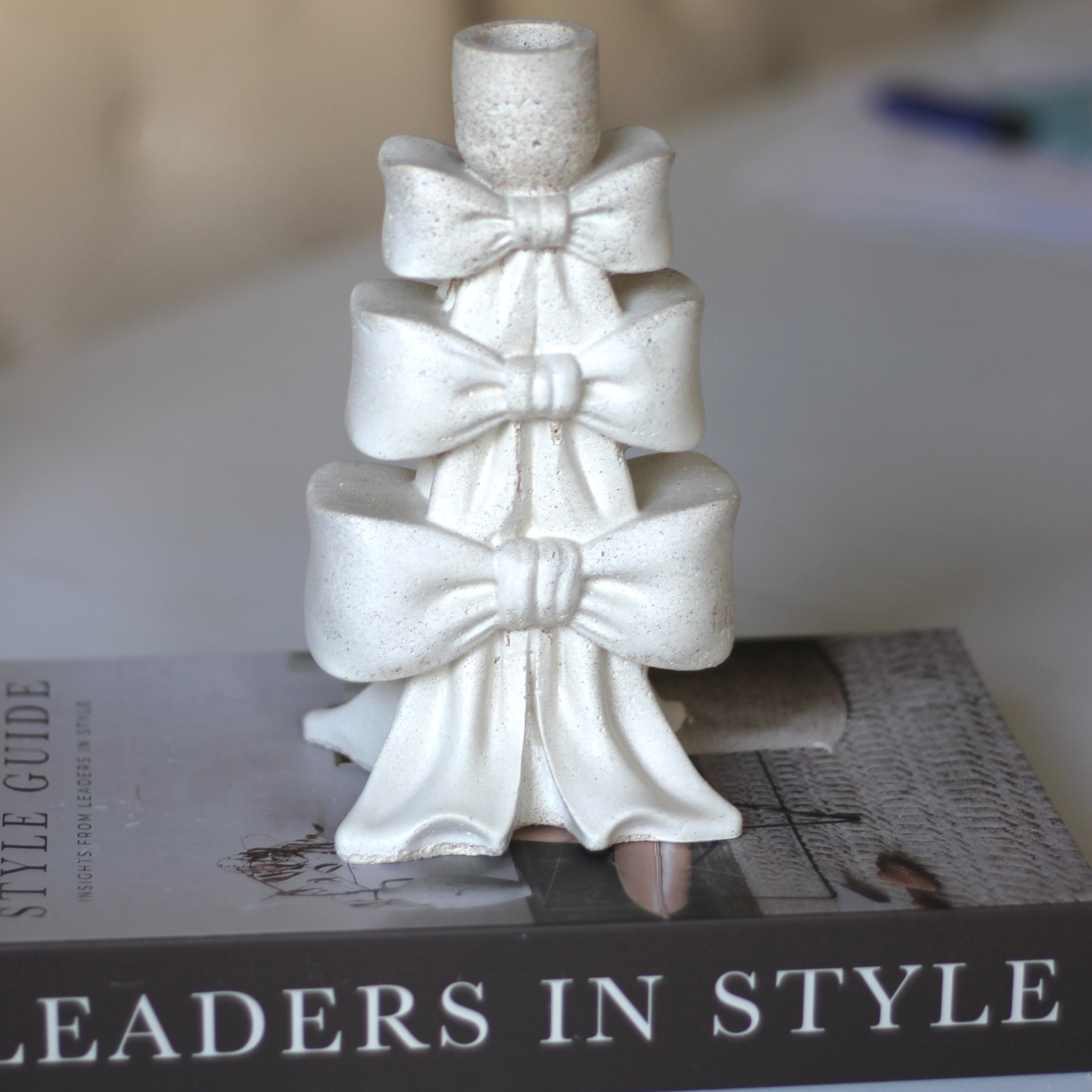 Weihnachten Beton Kerzenhalter „Schleifen" (beidseitig mit Schleifen)