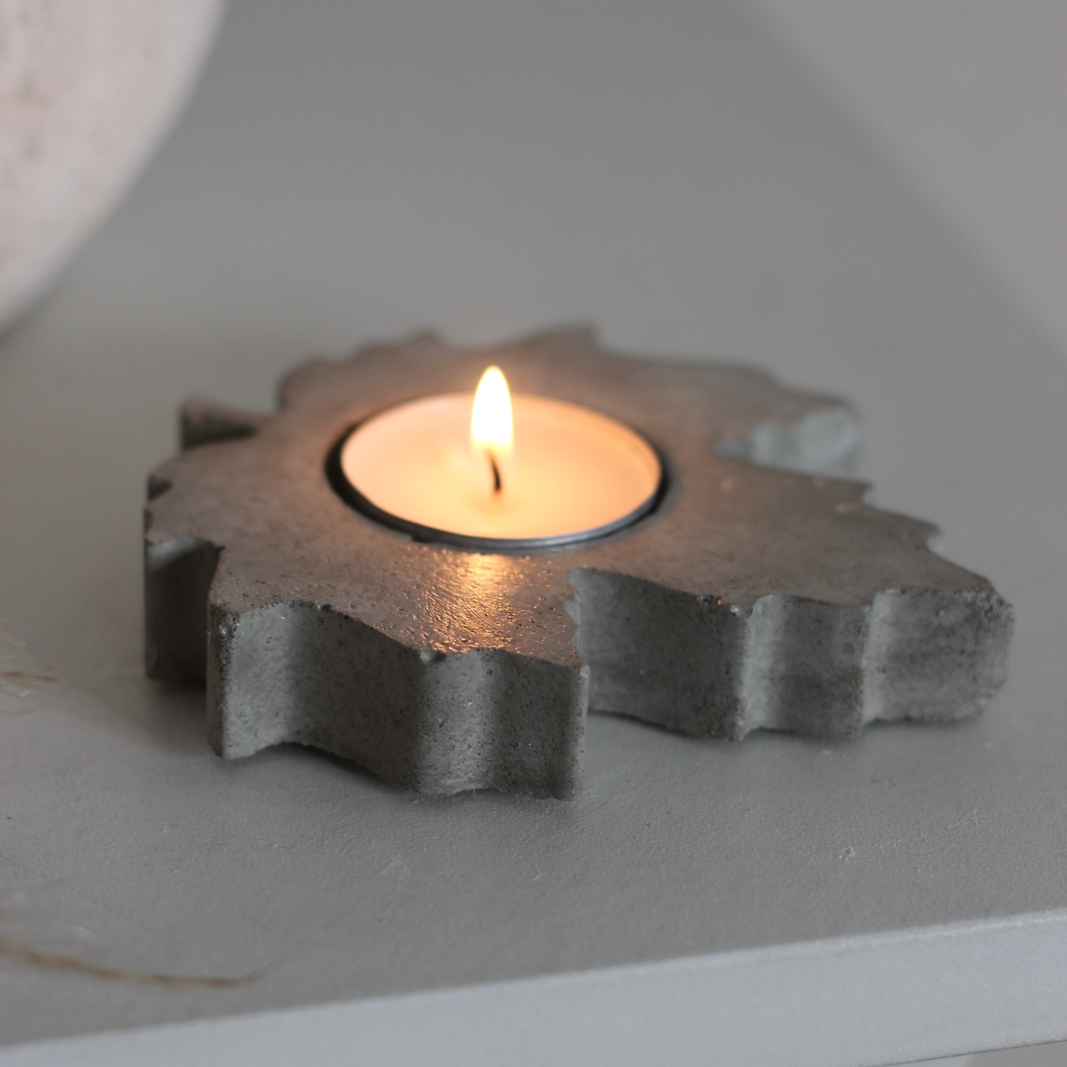 Beton Teelichthalter Ahorn blatt