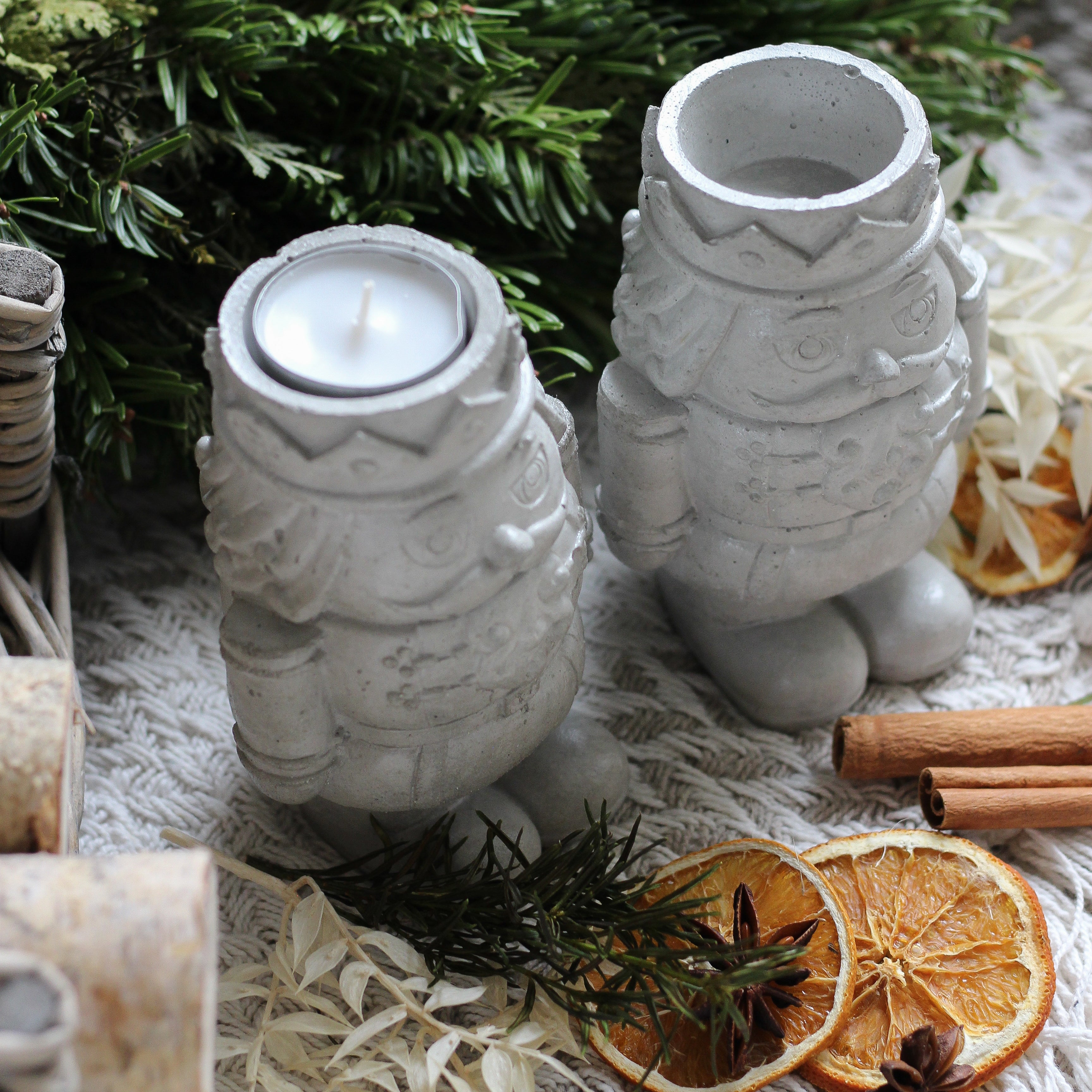 Weihnachten Beton Kerzenhalter „Nussknacker"