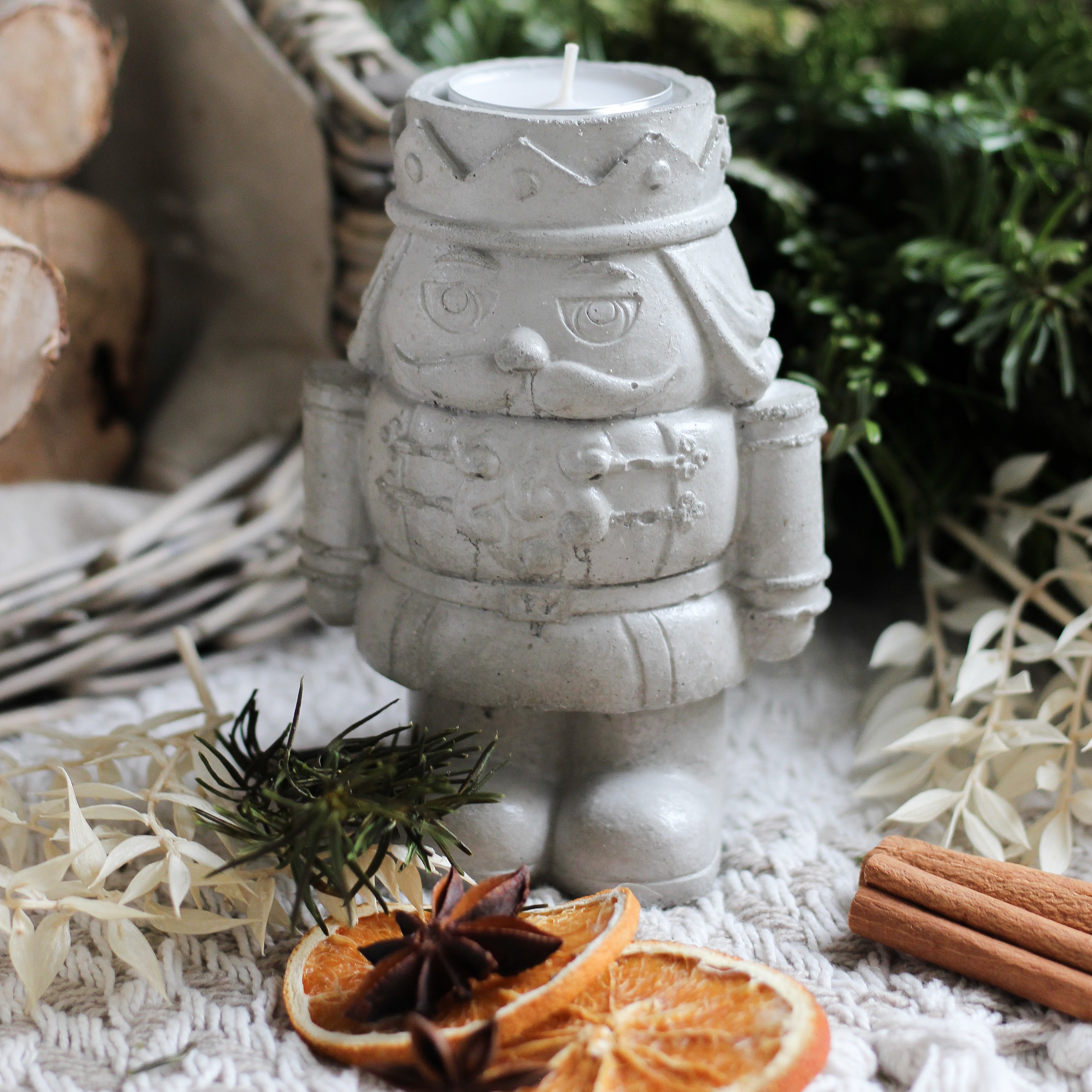 Weihnachten Beton Kerzenhalter „Nussknacker"