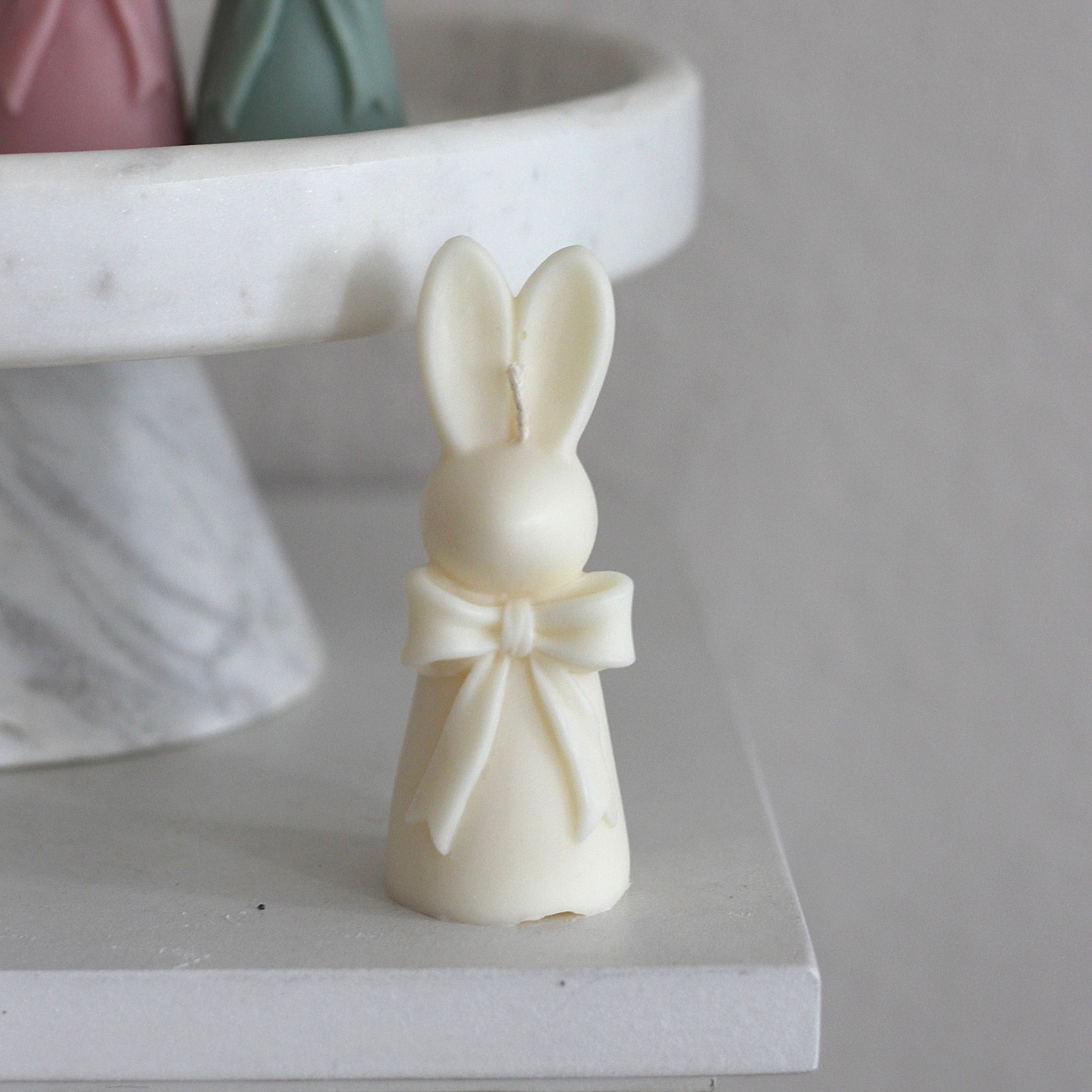 Kerze Häschen mit Schleife
