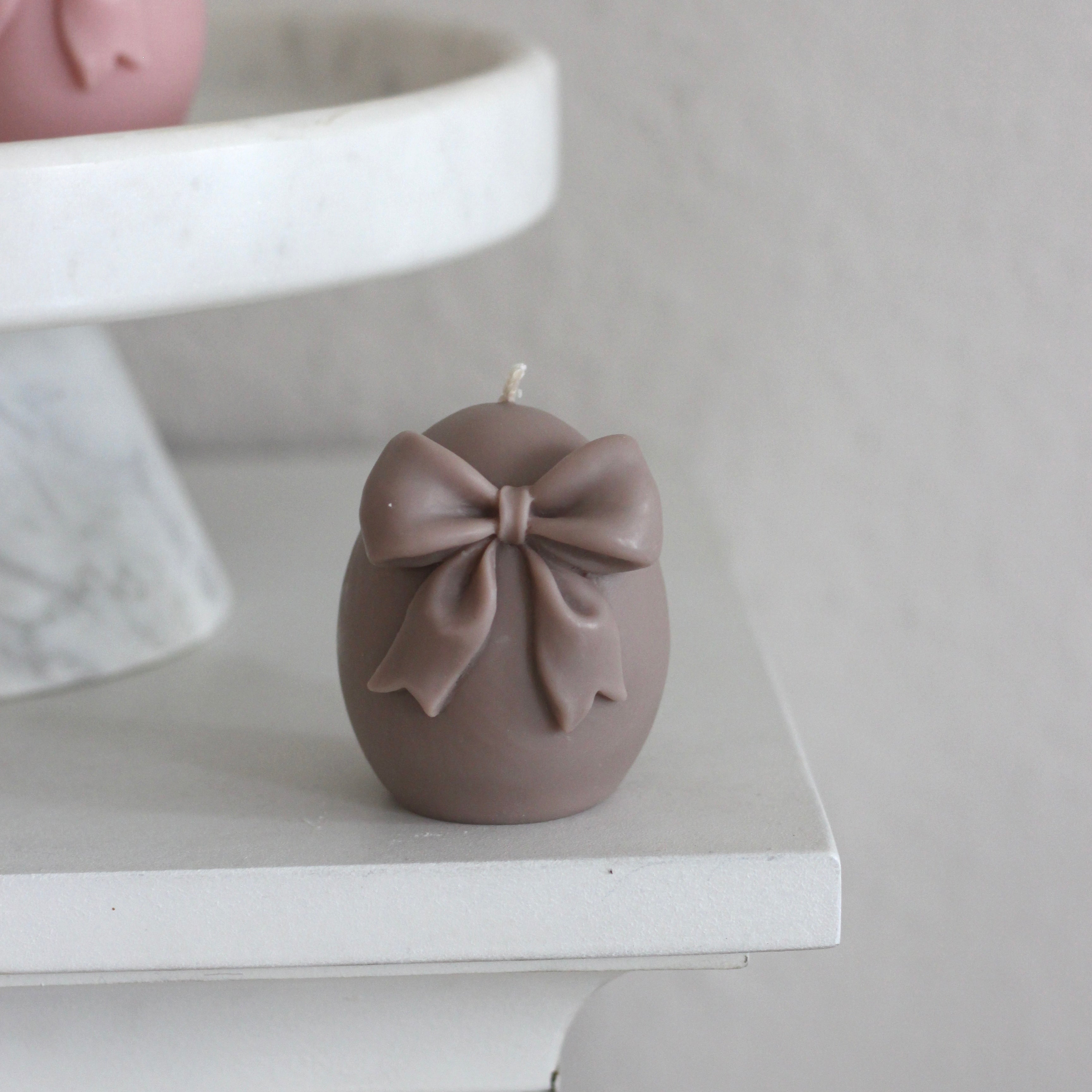 Kerze Ei mit Schleife