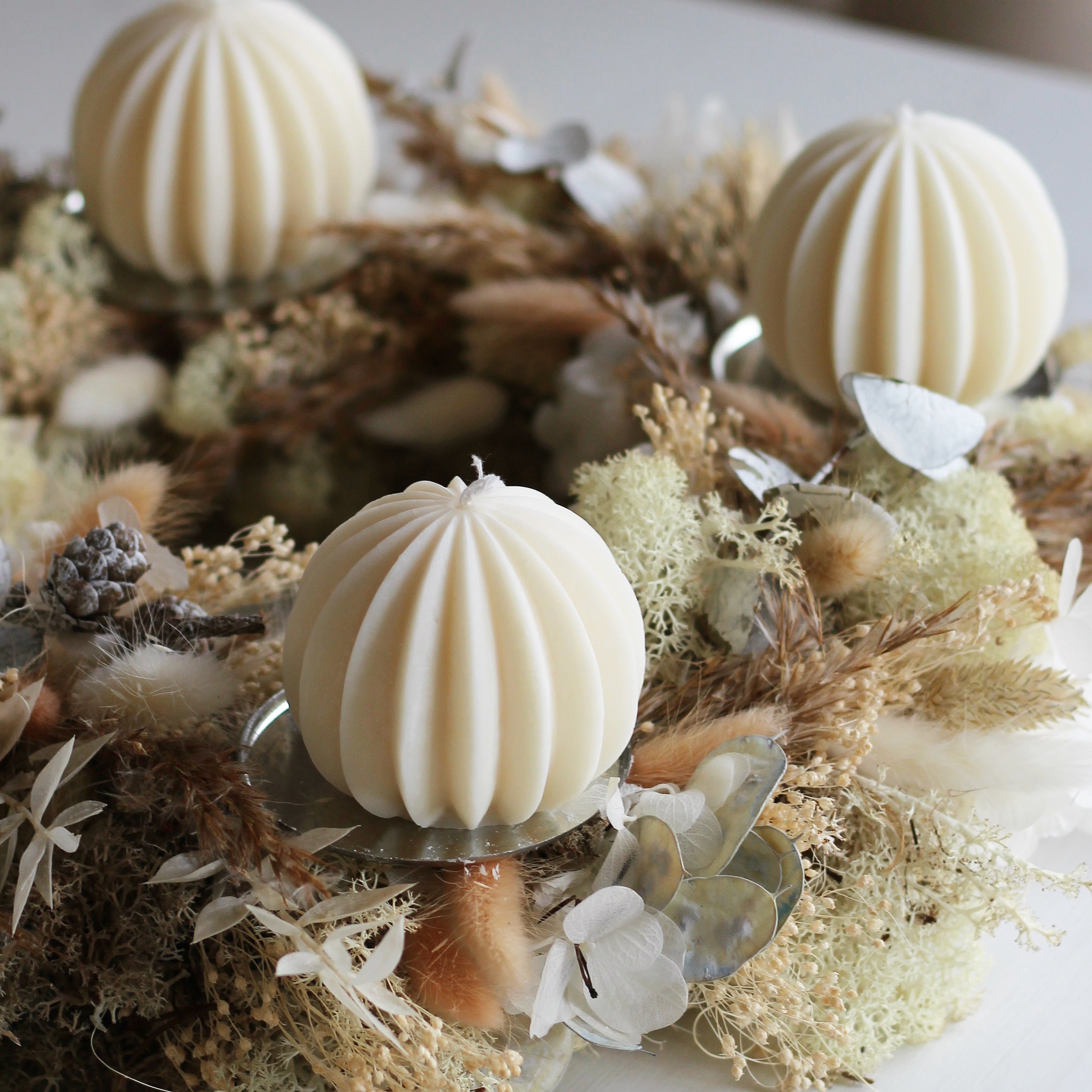 4 er Set Kerze „Fächerkugel“