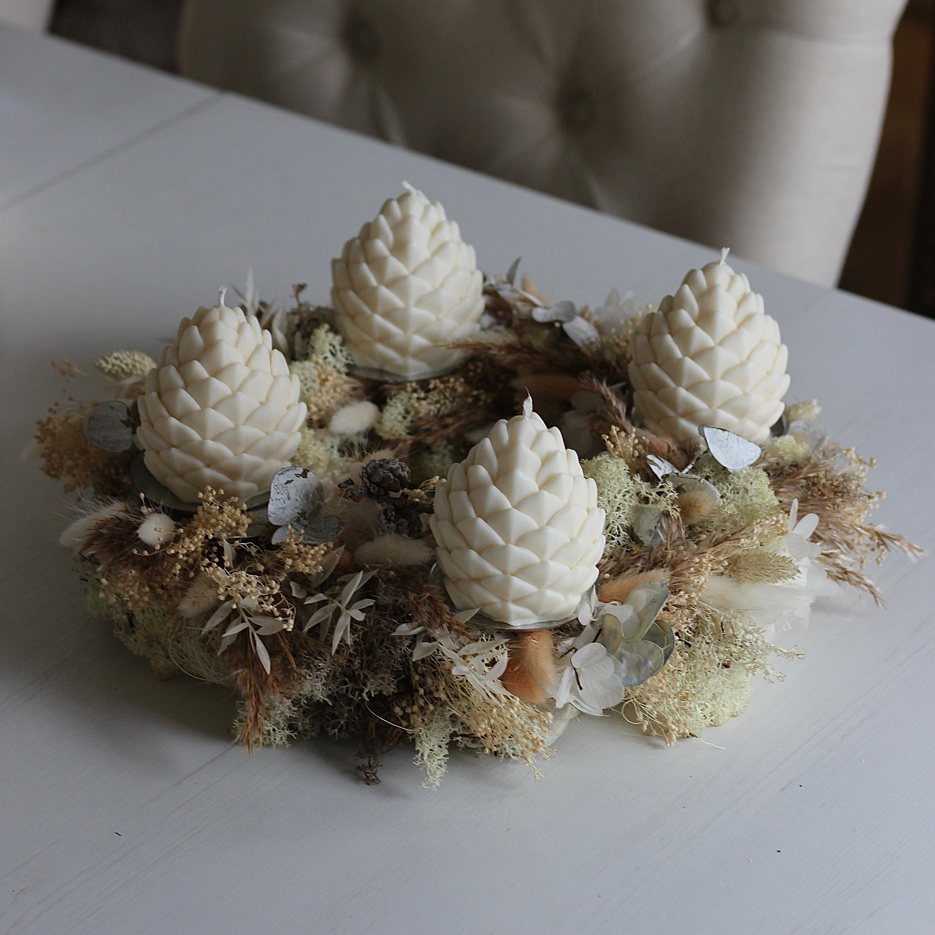 4 er Set Kerze Zapfen "Pinienzapfen"