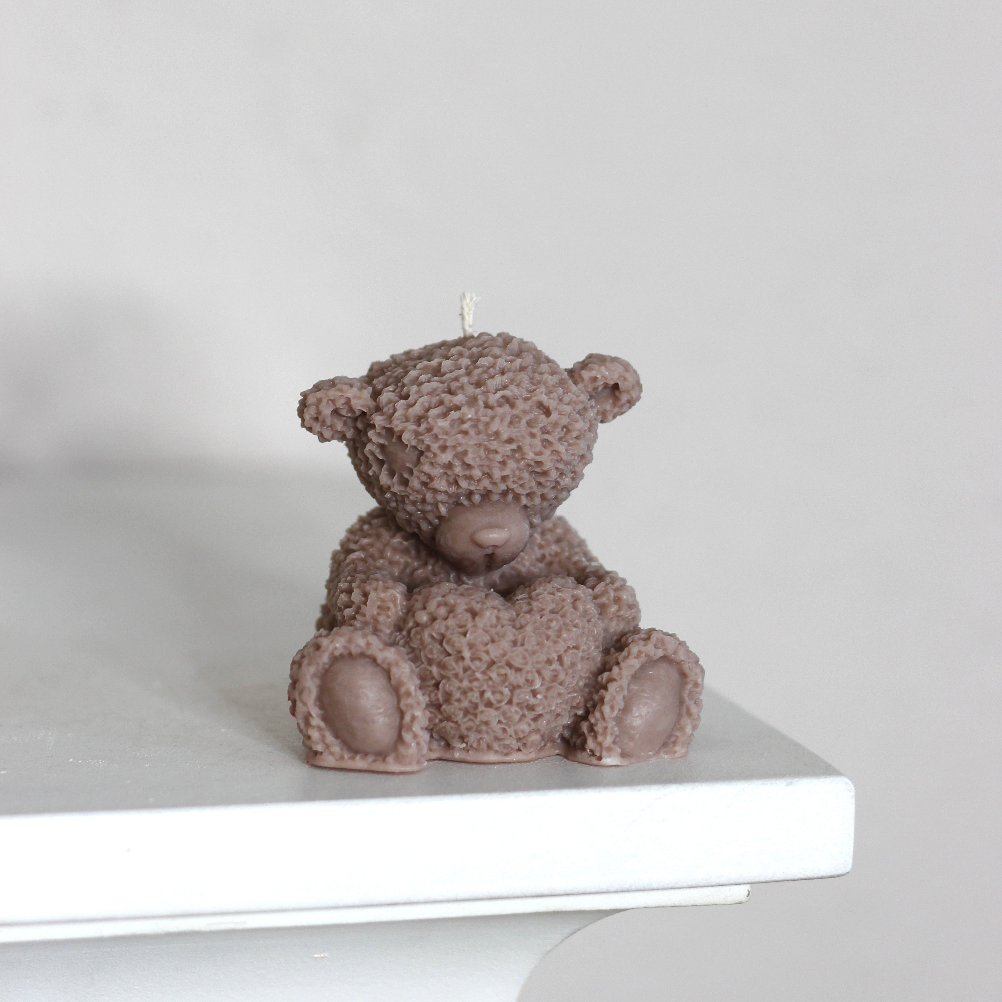 Kerze ; Teddy; sitzender Teddy mit Herz