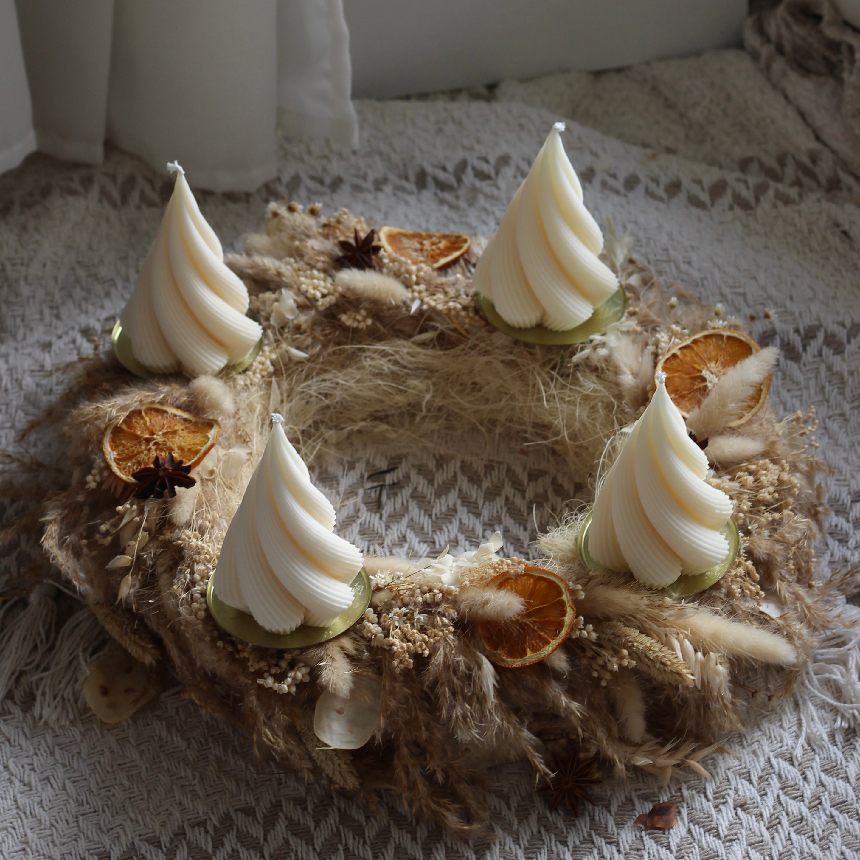 4 er Set  Kerze „Tannenbaum verdreht groß"