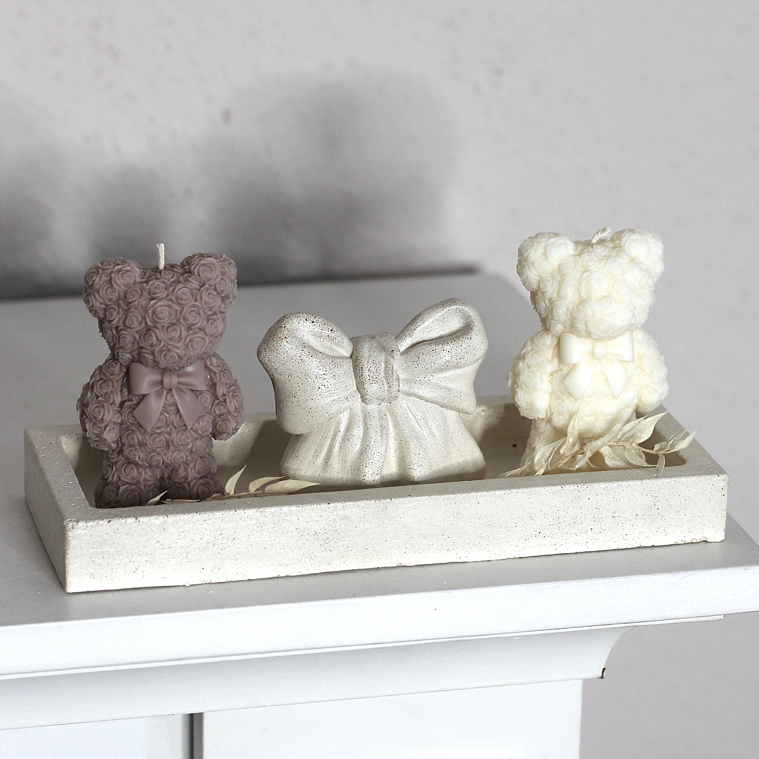 Kerze ; Teddy; stehender Teddy mit Schleife