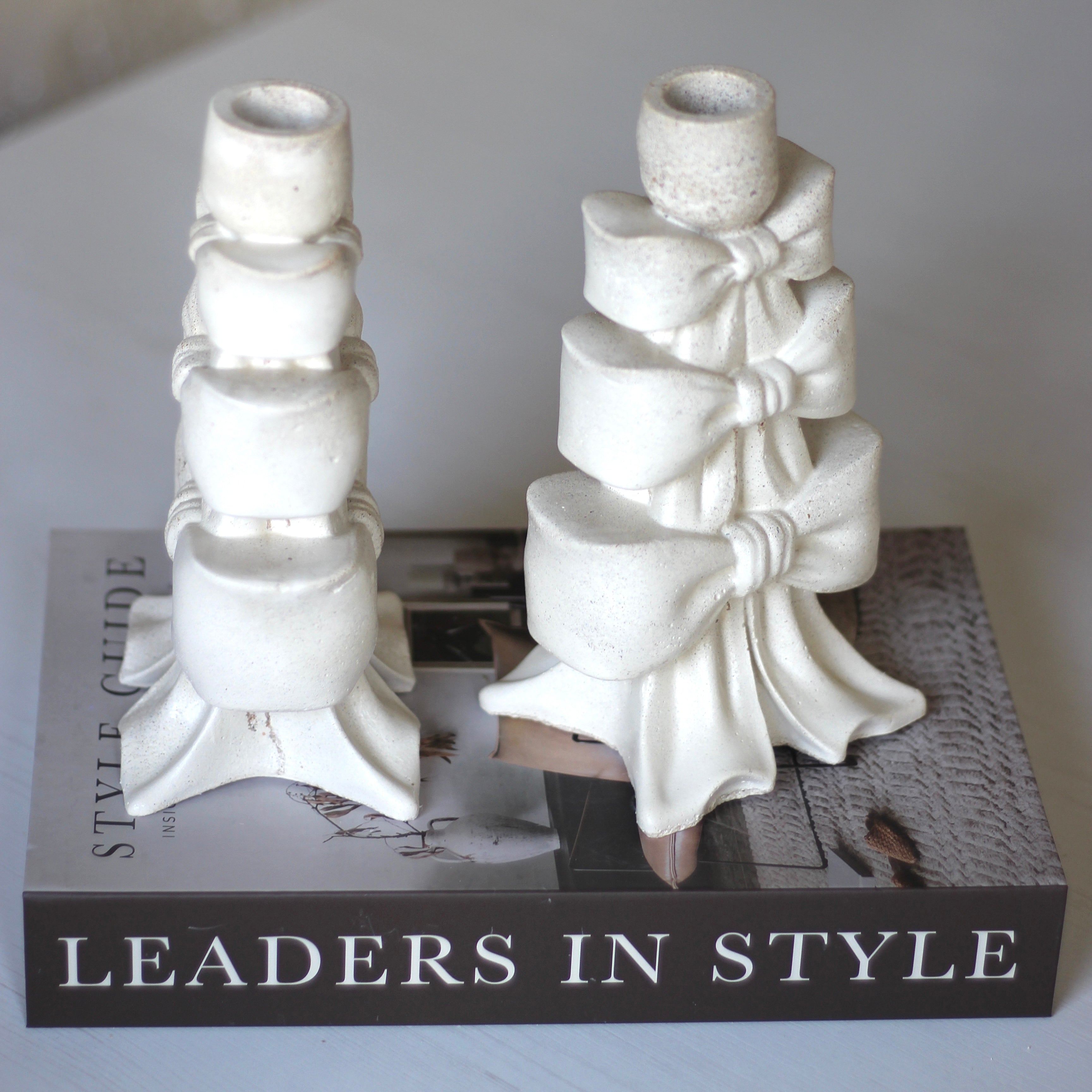 Weihnachten Beton Kerzenhalter „Schleifen" (beidseitig mit Schleifen)