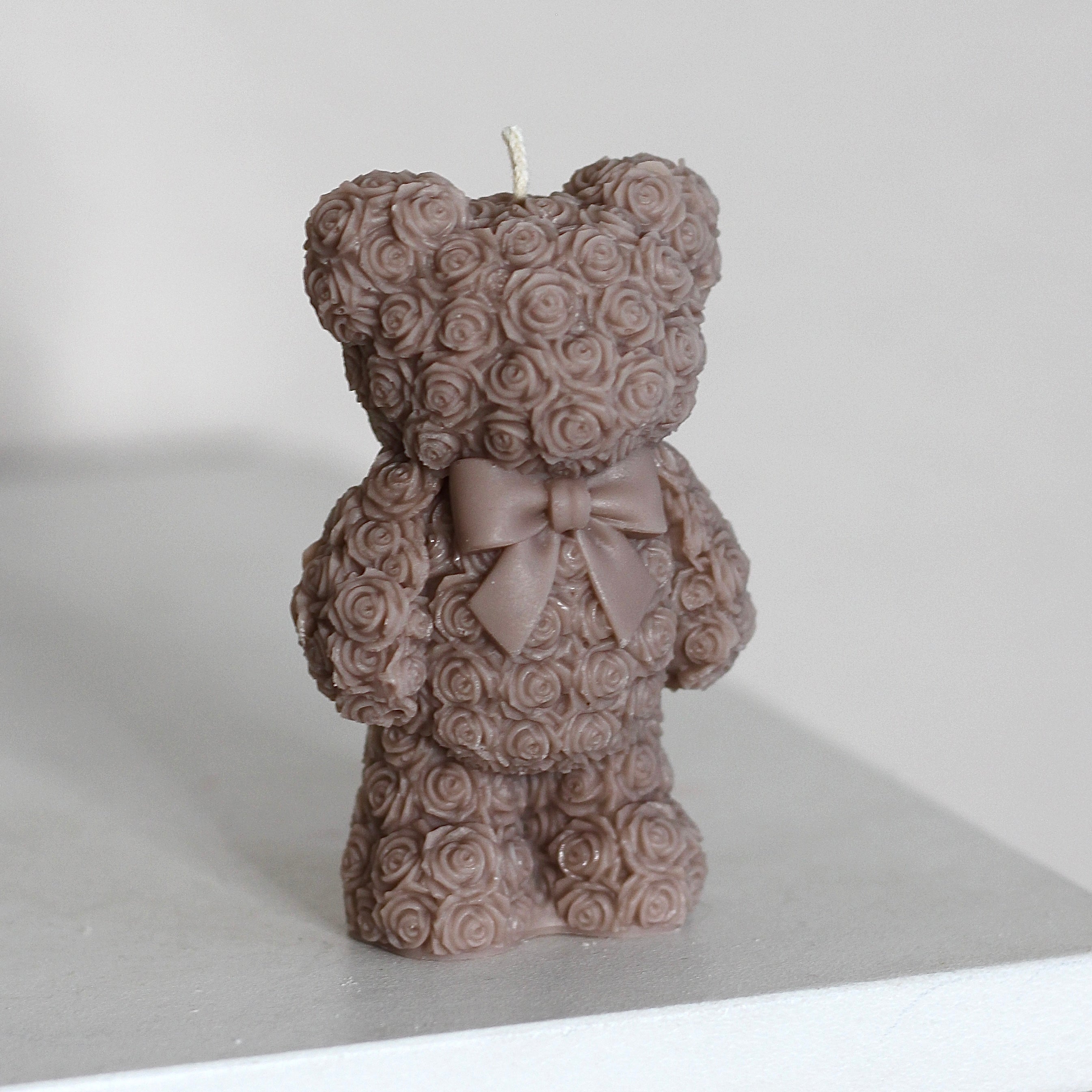 Kerze ; Teddy; stehender Teddy mit Schleife