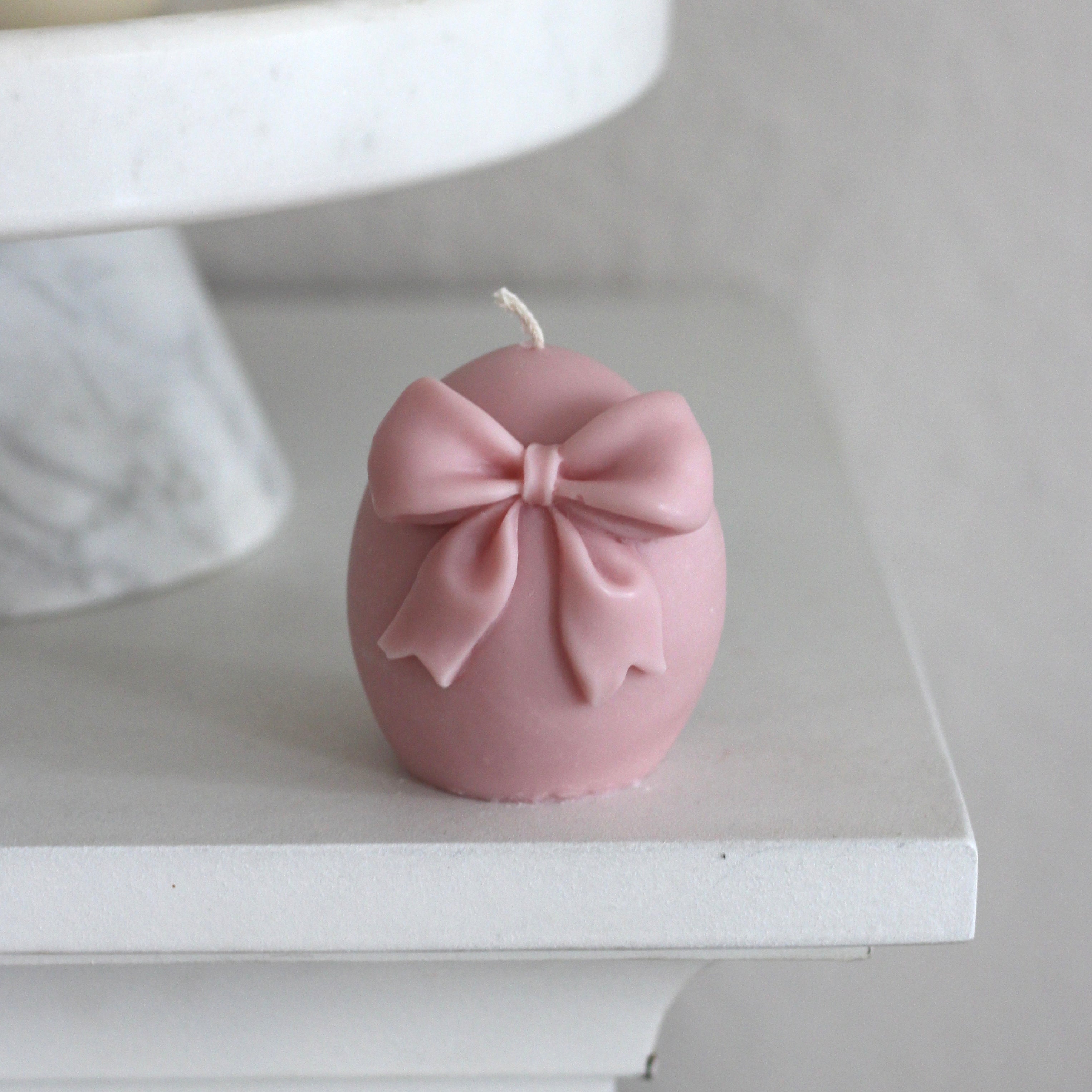 Kerze Ei mit Schleife