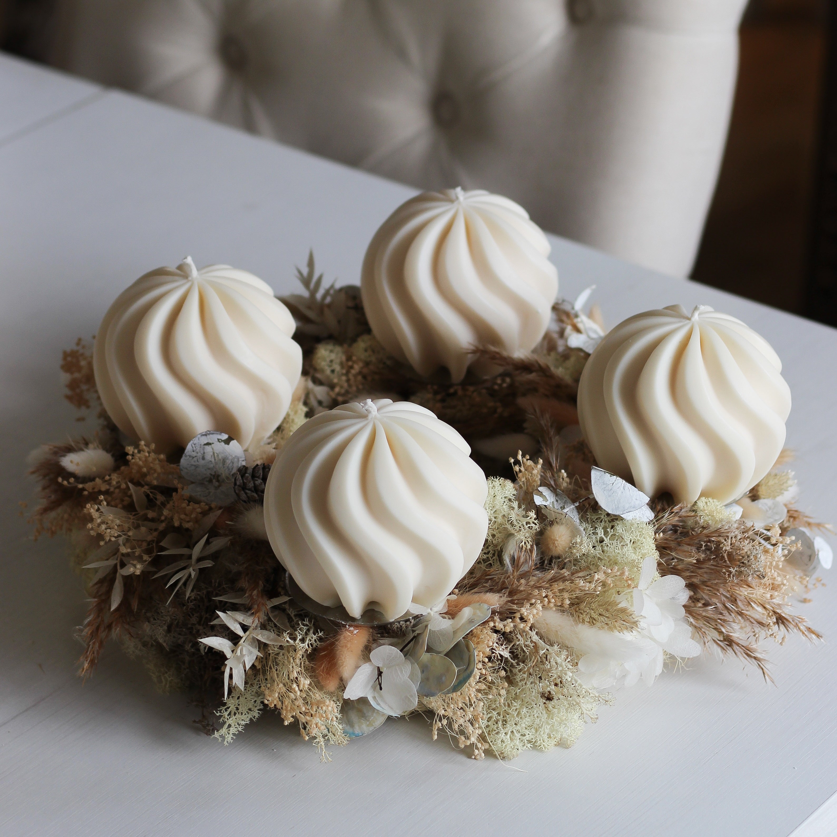 4 er Set Kerze „Waveball“ groß