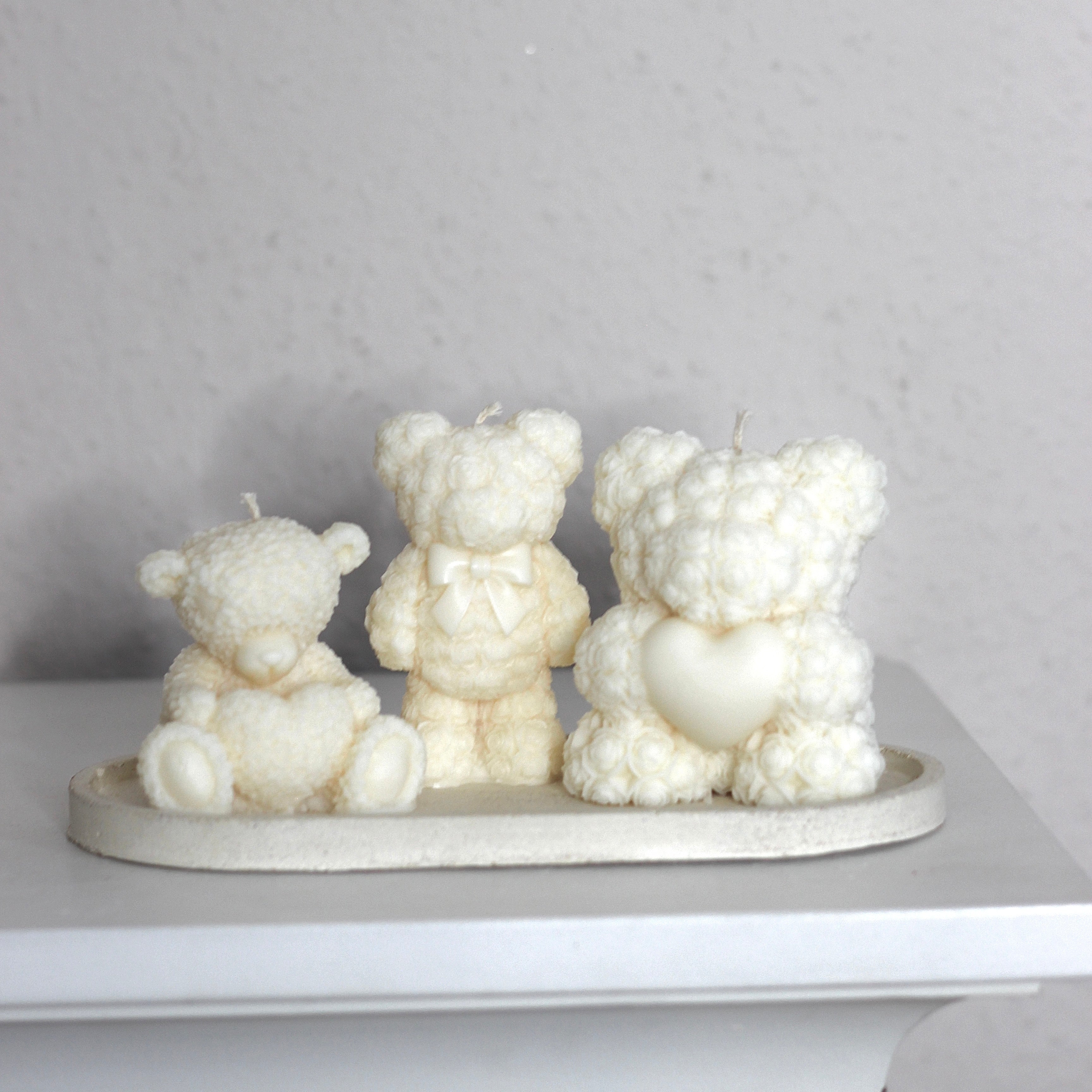 Kerze ; Teddy; stehender Teddy mit Schleife