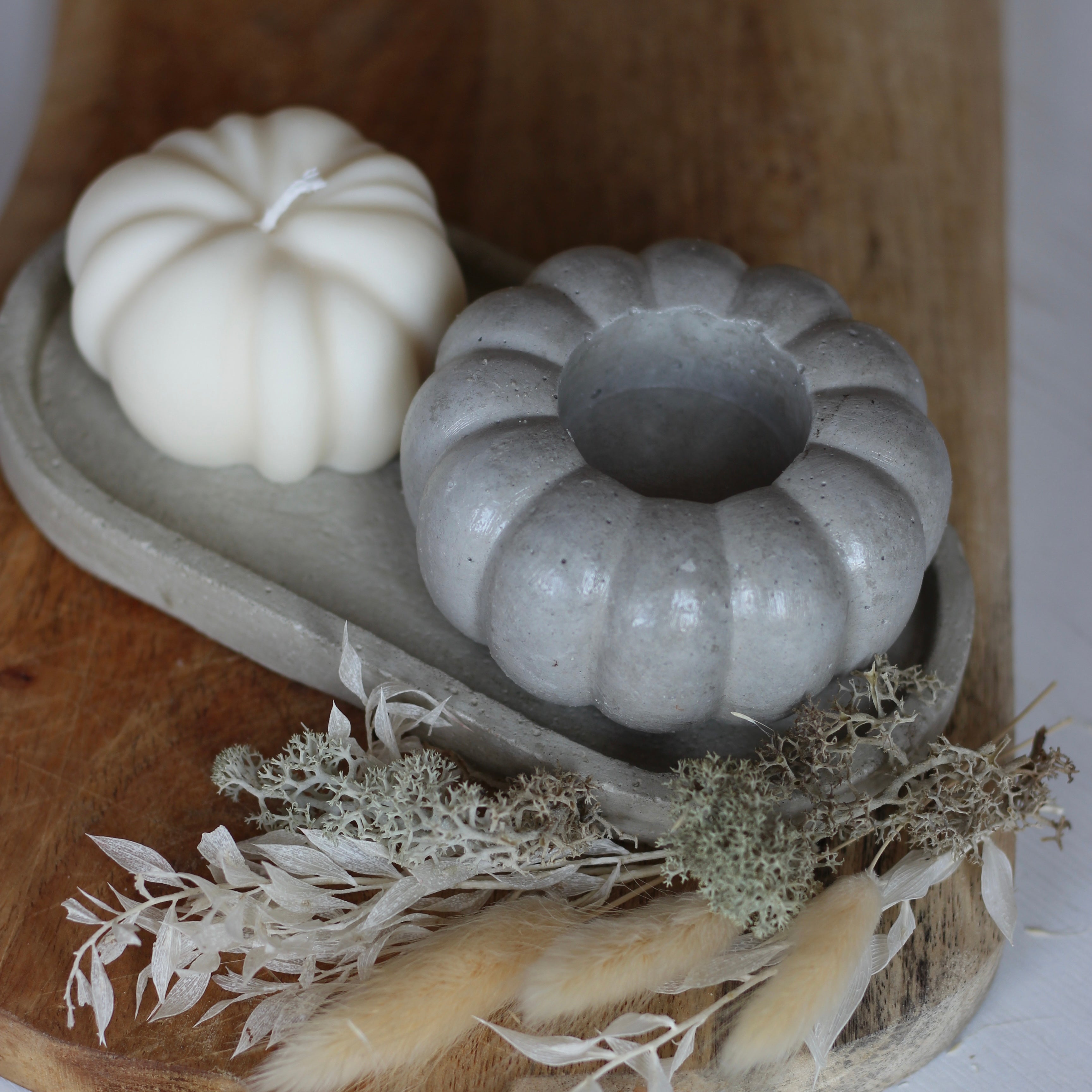 Teelicht Betonkürbis ; Kürbis ; Herbstdeko ; "Teelicht Kürbis"