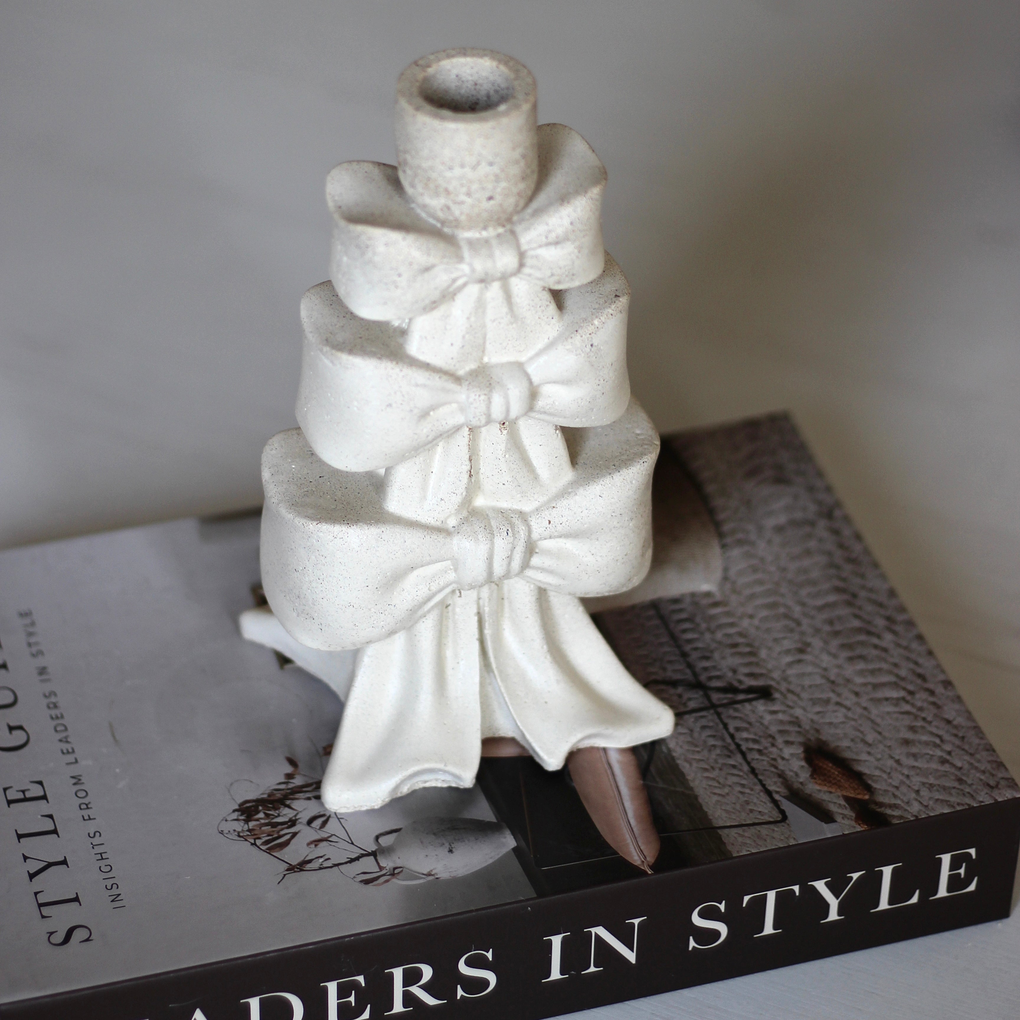 Weihnachten Beton Kerzenhalter „Schleifen" (beidseitig mit Schleifen)