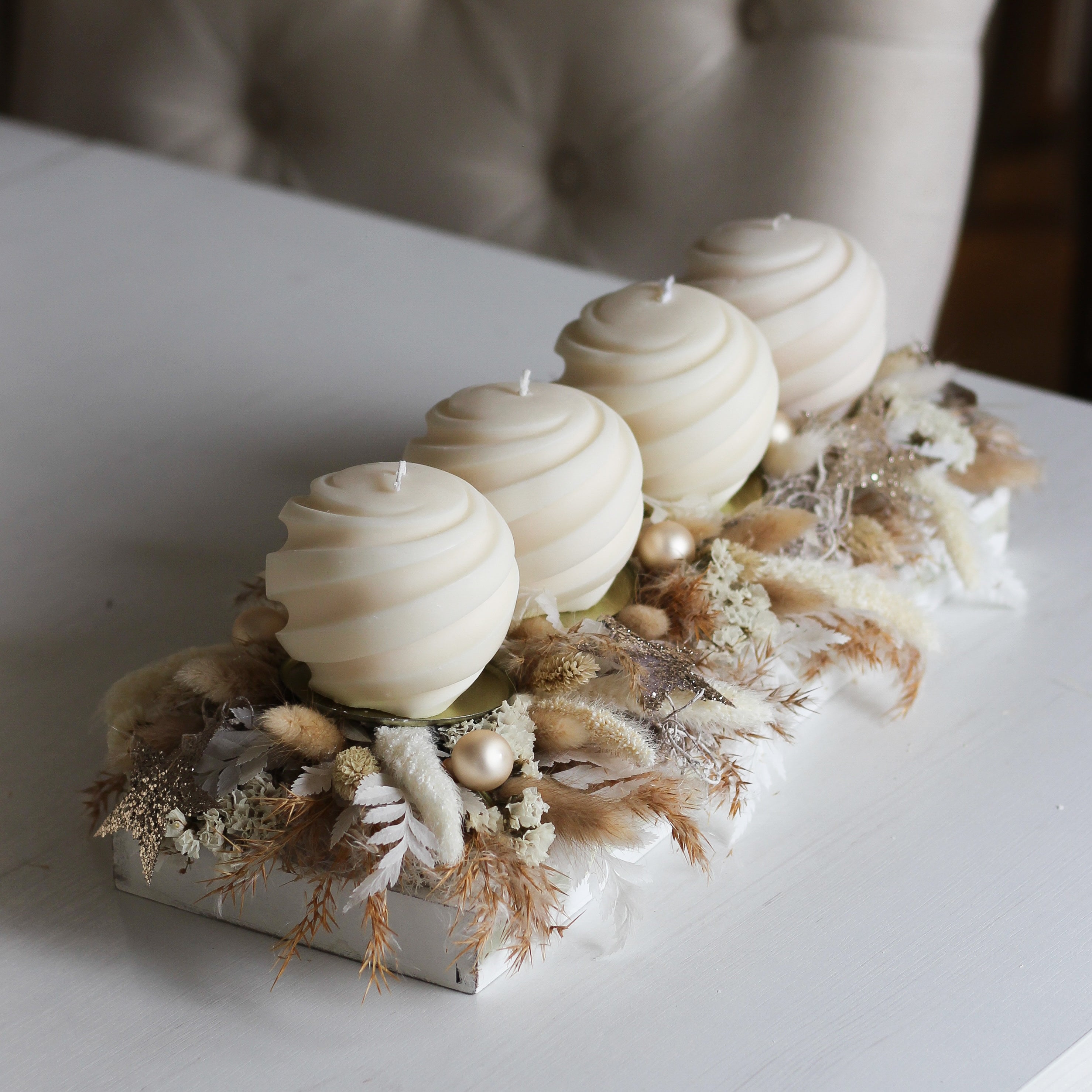 4er Set Kerze „Kugelspirale groß“