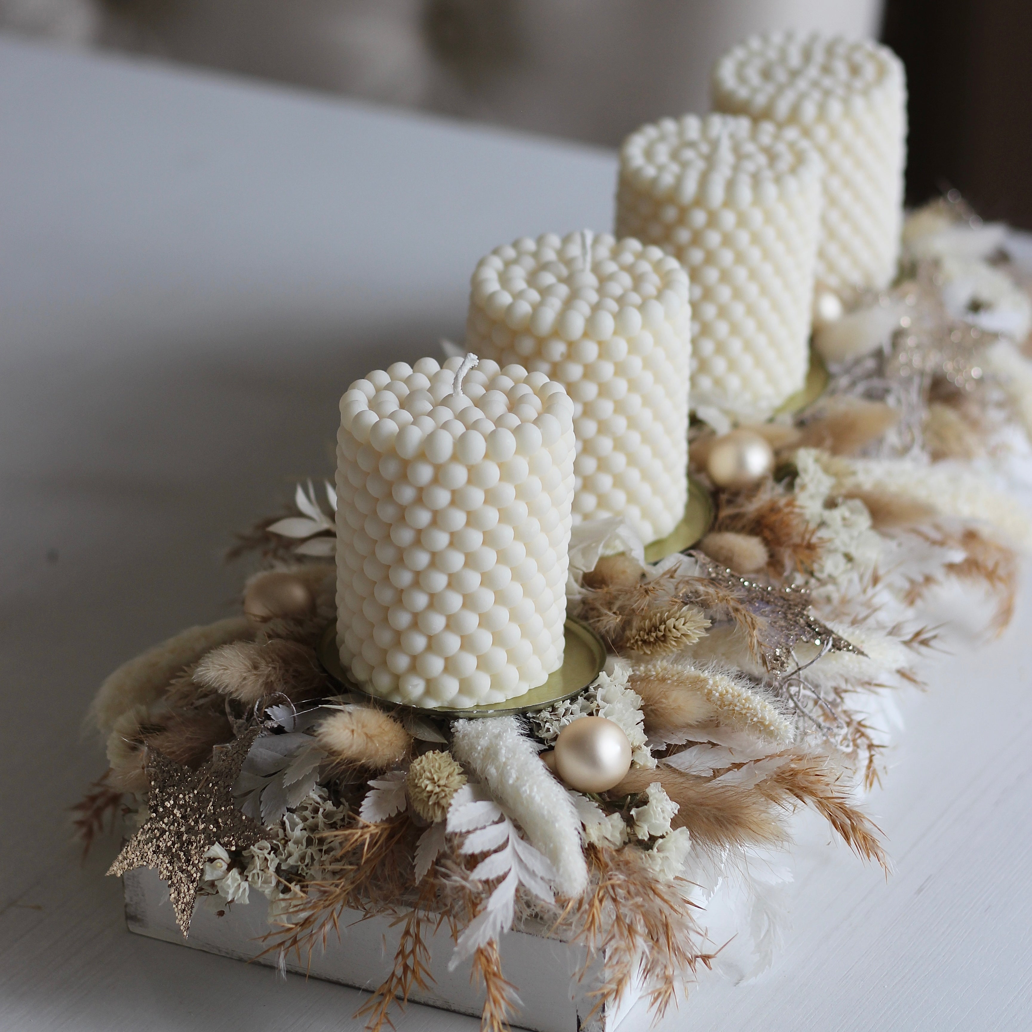 4er Set Kerze Bubble „Säule breit“