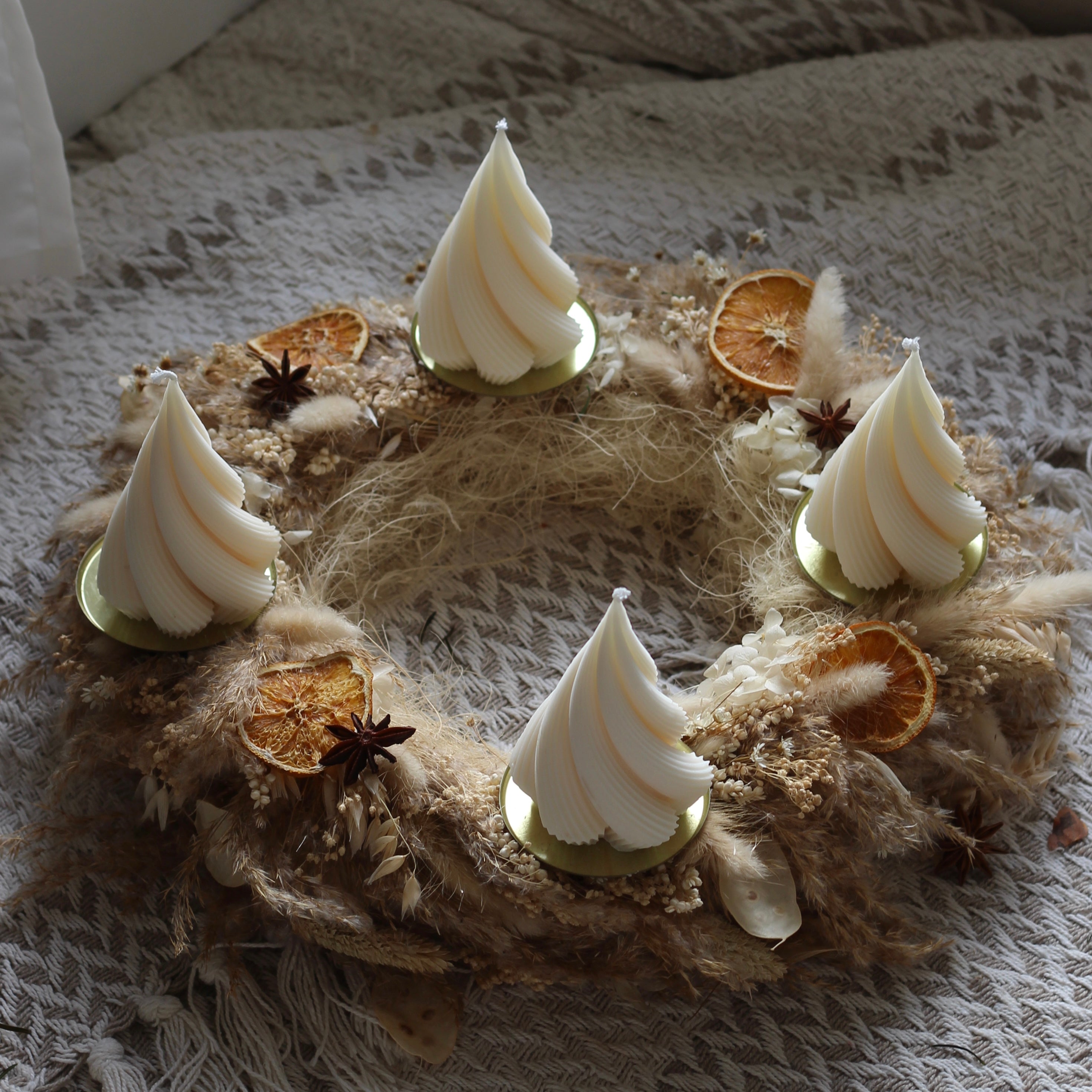 4 er Set  Kerze „Tannenbaum verdreht groß"