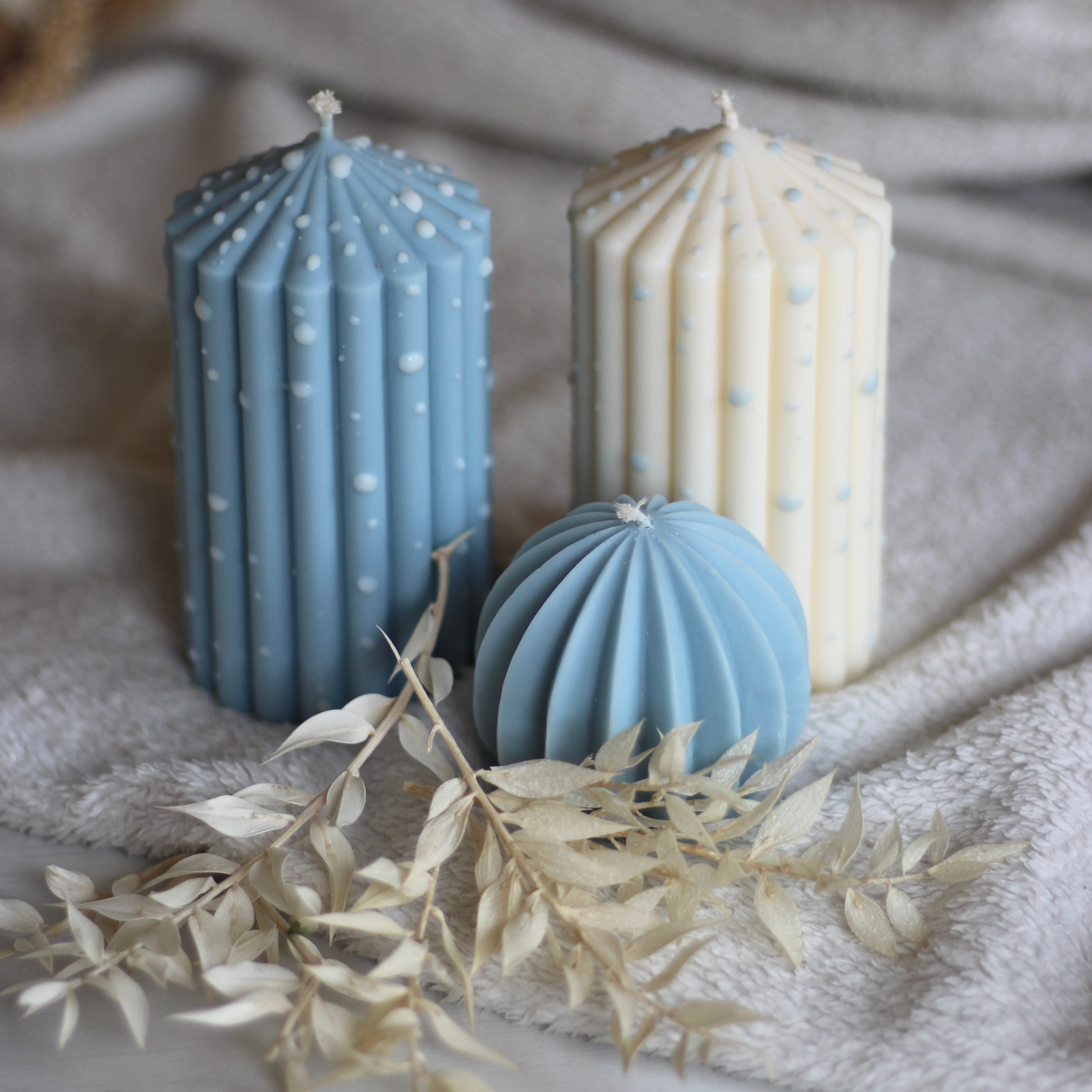 Kerze „Fächerkugel“ - Himmelblau