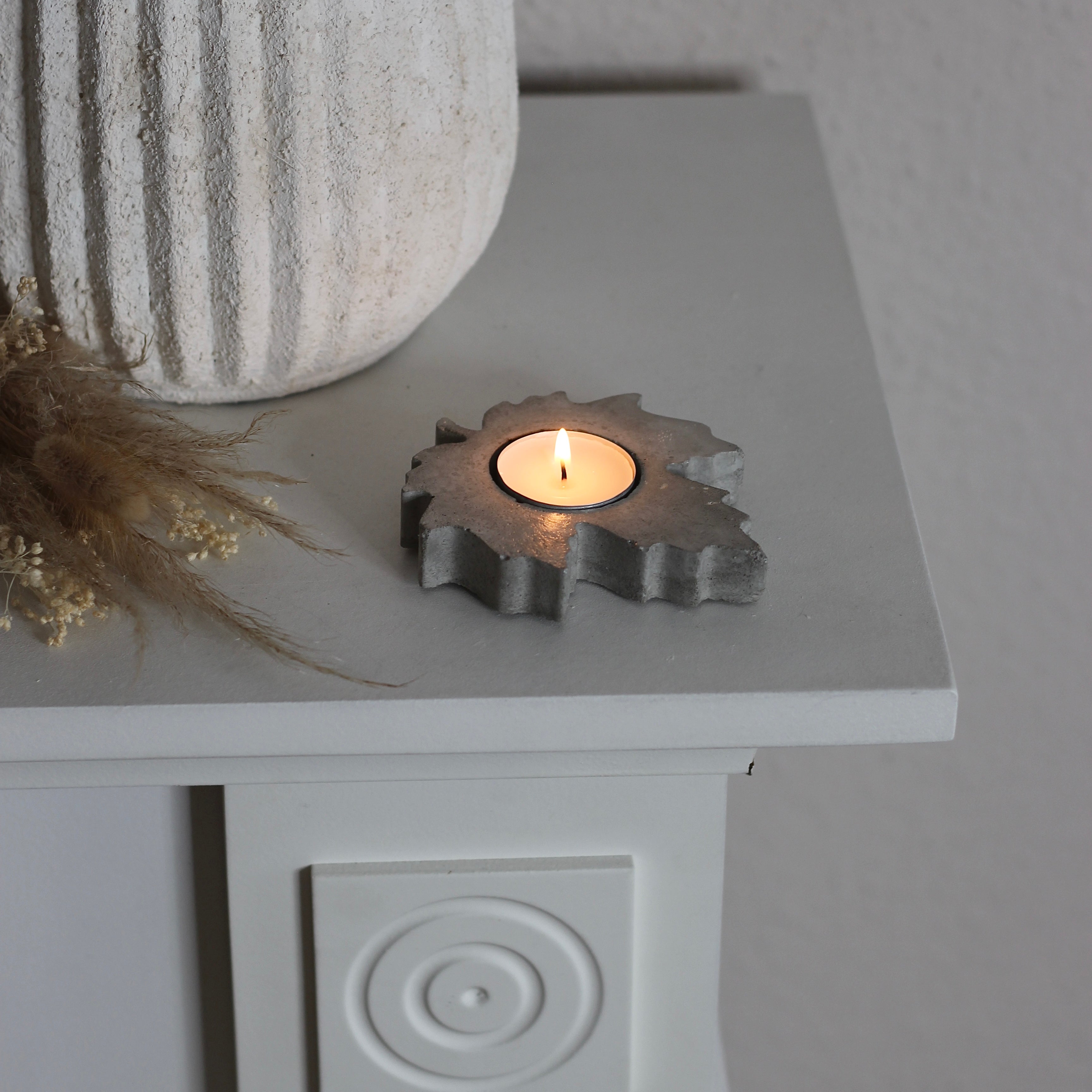 Beton Teelichthalter Ahorn blatt