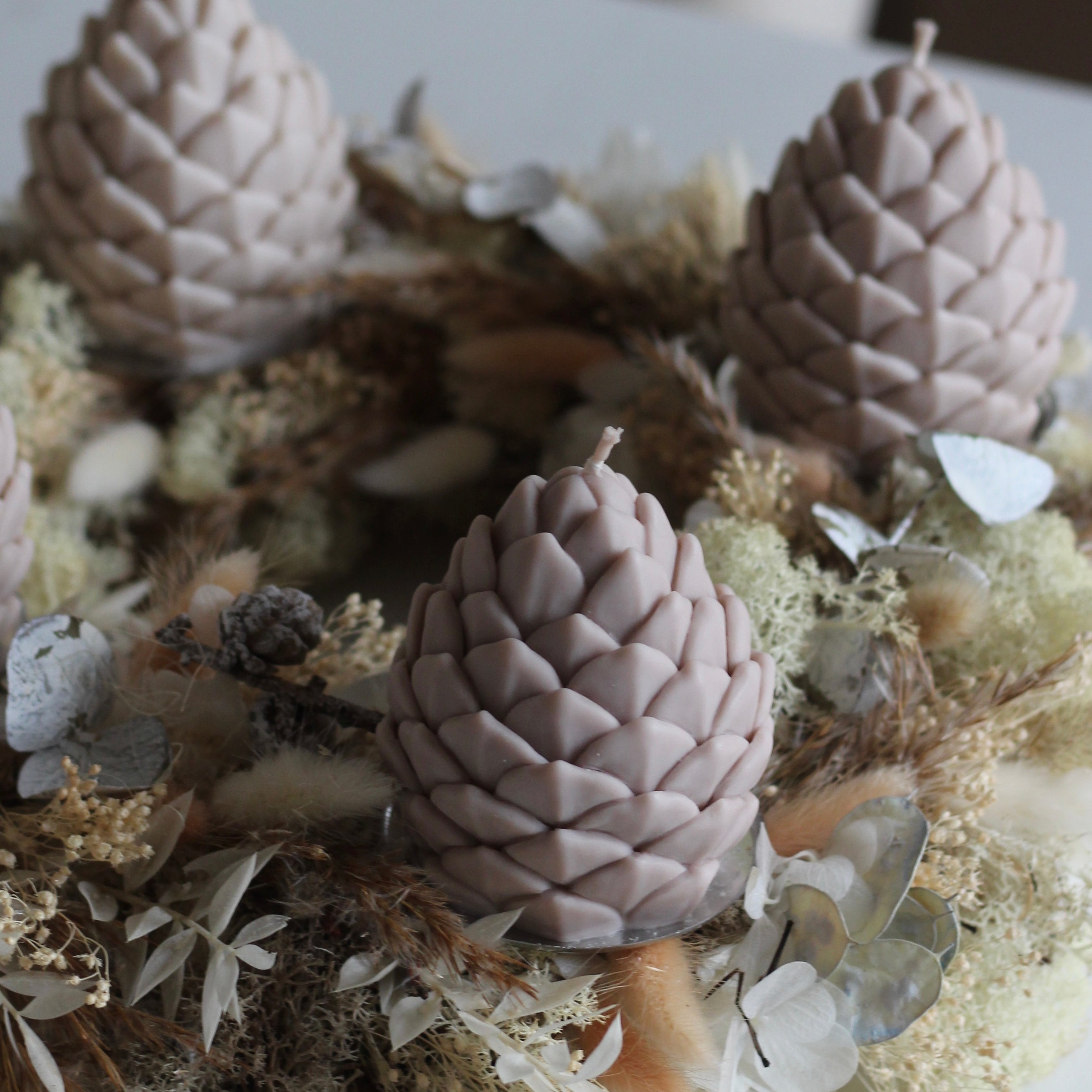 4 er Set Kerze Zapfen "Pinienzapfen"