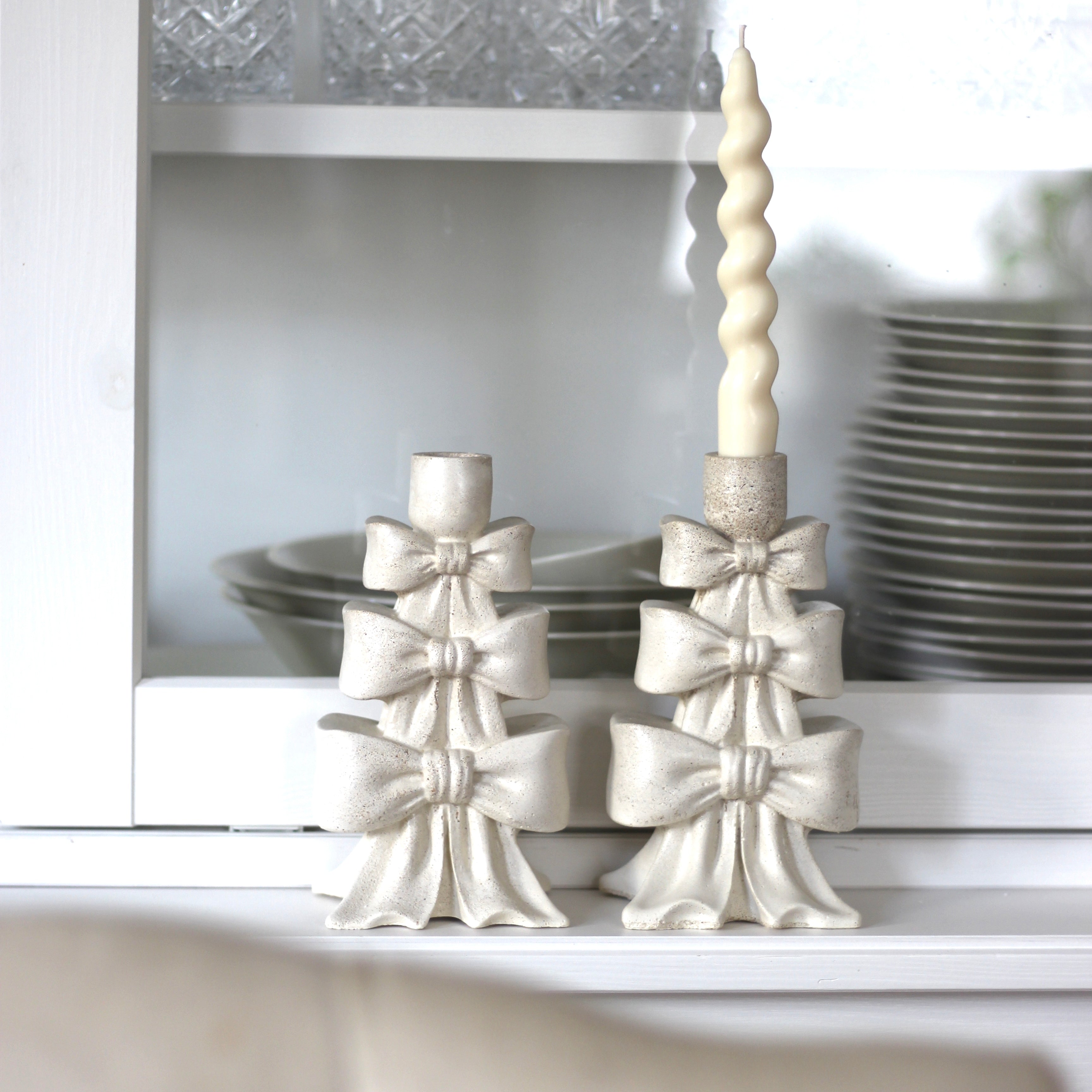 Weihnachten Beton Kerzenhalter „Schleifen" (beidseitig mit Schleifen)