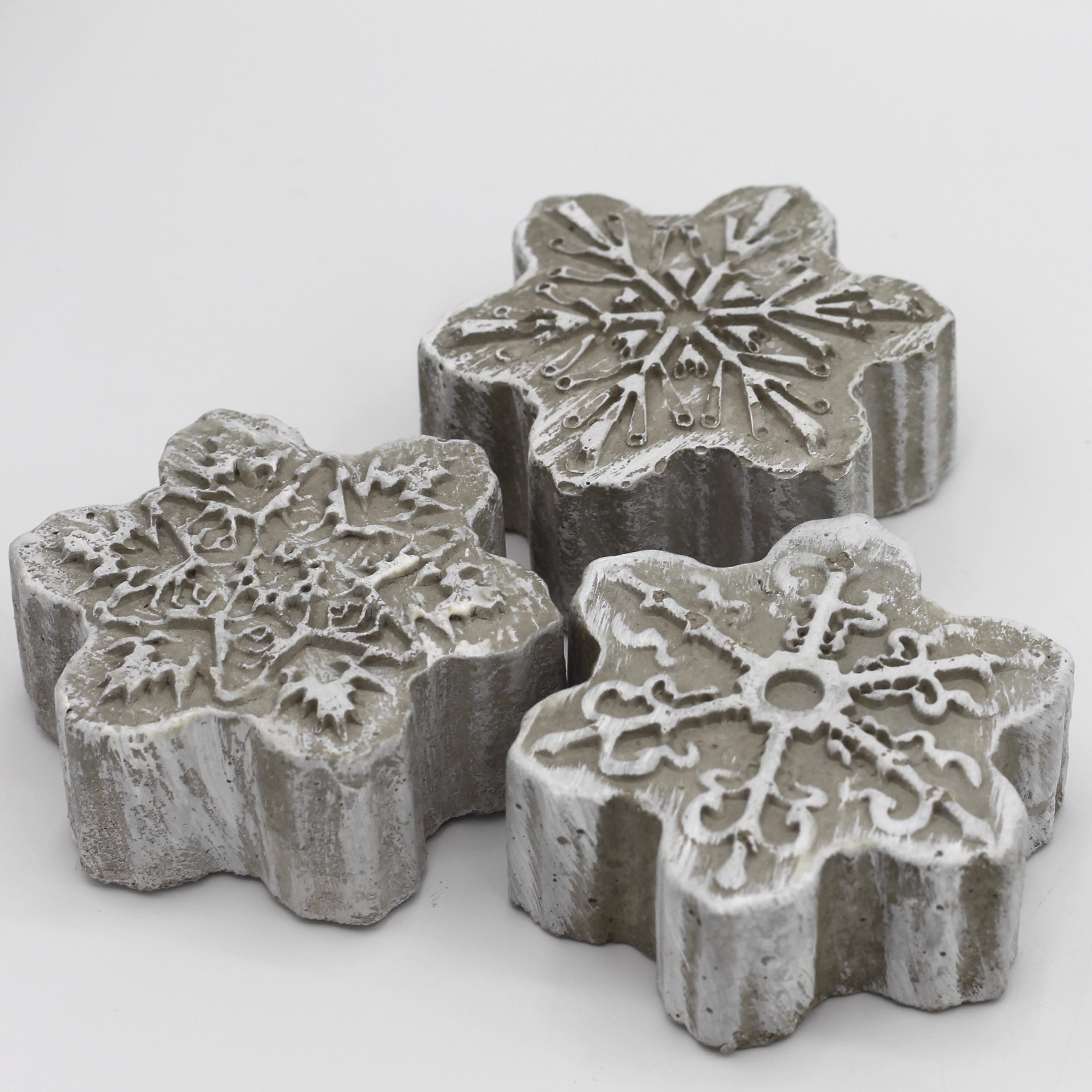 Betondekoration 3er Set "Schneeflocke"