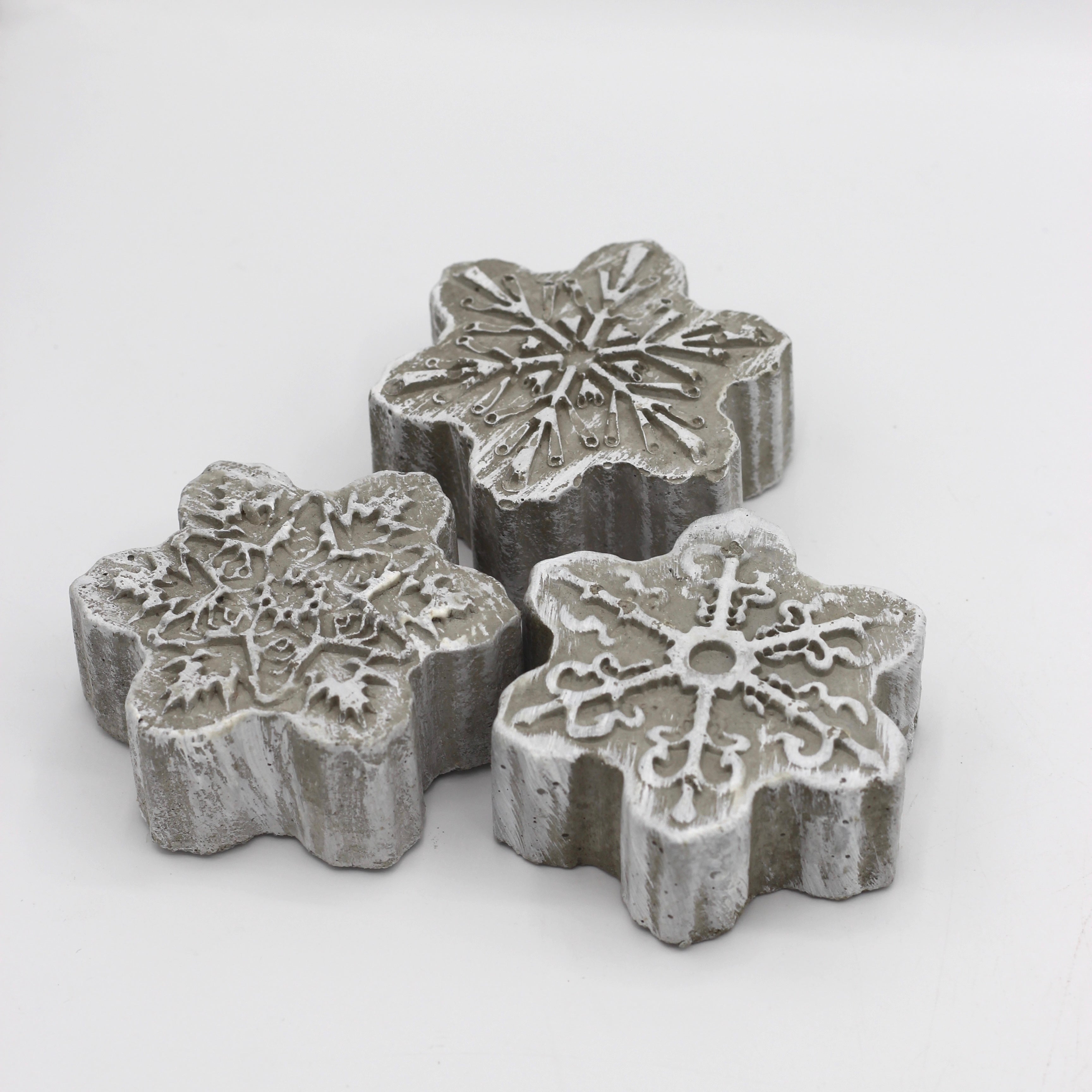 Betondekoration 3er Set "Schneeflocke"